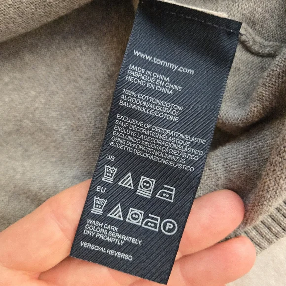 Tommy Hilfiger Men's Argyle Sweater Vest Grey with Light Blue 100% Cotton - Picture 4 of 8